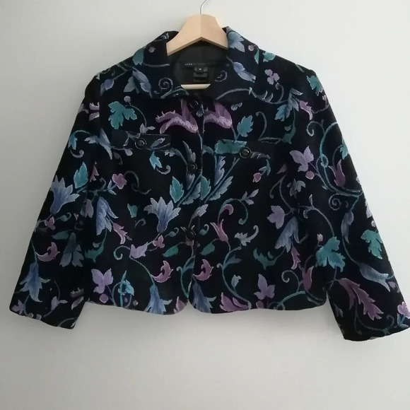 Marc by Marc Jacobs Corduroy Tapestry Crop Blazer Jacket Floral Jacquard Medium - Picture 3 of 16